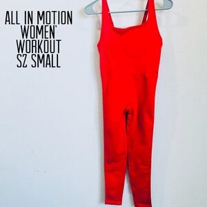 Women All in motion red long one piece yoga, workout wear, sleeveless Sz small